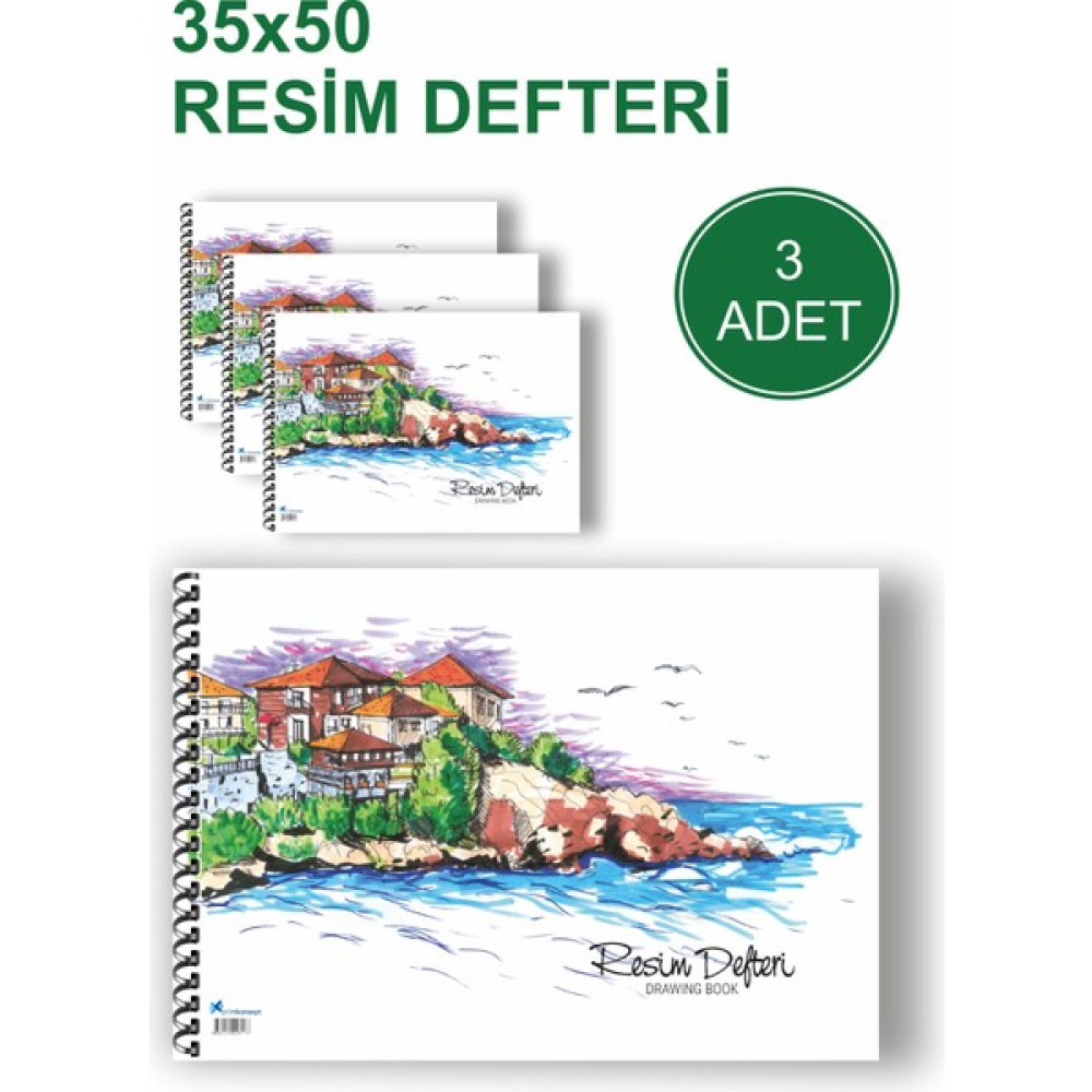Mediart 35*50 Resim Defteri, 3 Adet Büyük Boy Resim Defteri Resim Defteri,15 Yaprak, Ölçü: 35*50 - Ana Renkler Resim Defteri Fiyatı