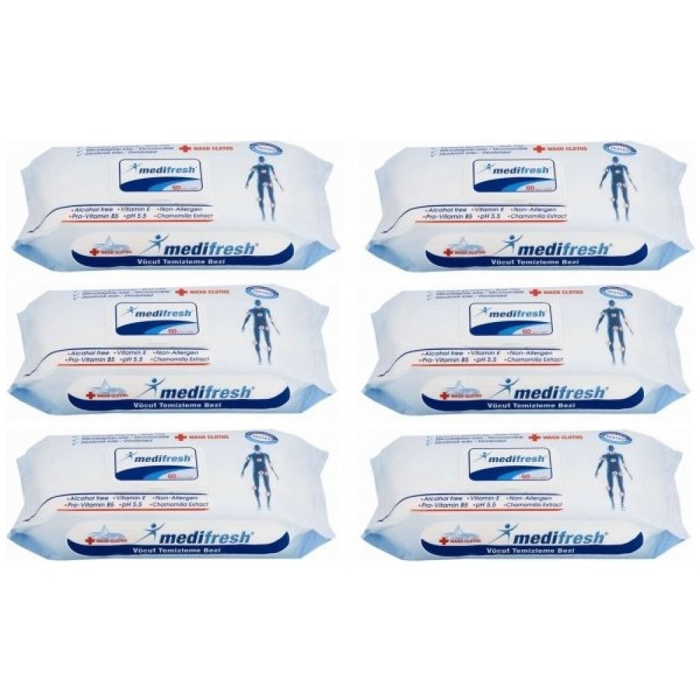 Medifresh Hasta Bezi Vücut Temizleme Mendili Havlusu -6 Paket - 1 Bebek Bakım Fiyatı