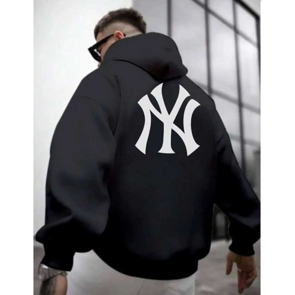 Medinenur Erkek Siyah Ön Arka Ny Baskılı Kapüşonlu Sweatshirt Erkek Sweatshirt Fiyatı
