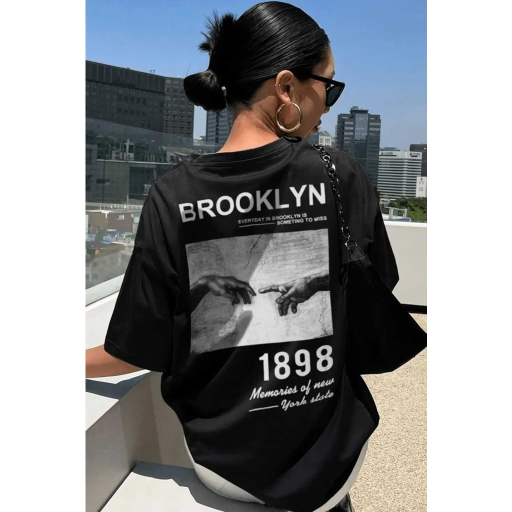 Medinenur Unisex Brooklyn Arka Baskılı Tshirt Bayan T-shirt Fiyatı