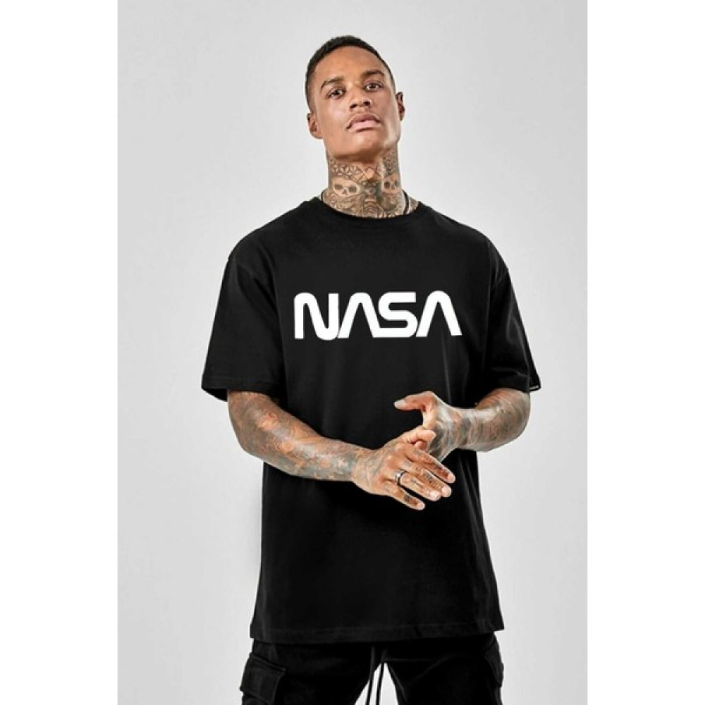 Medinenur Unisex Nasa Baskılı Siyah Tshirt Erkek T-shirt Fiyatı
