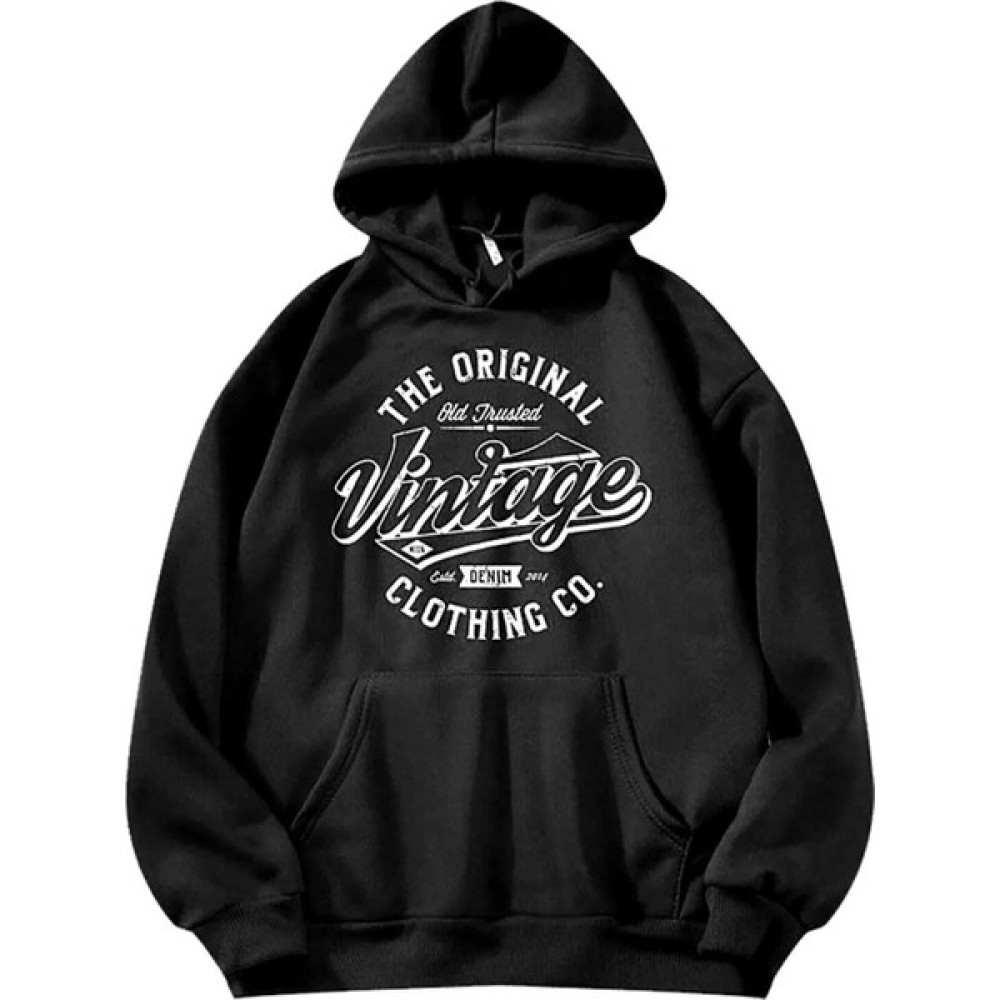 Medinenur Unisex Siyah Kapüşonlu Vintage Baskılı Sweatshirt Erkek Sweatshirt Fiyatı