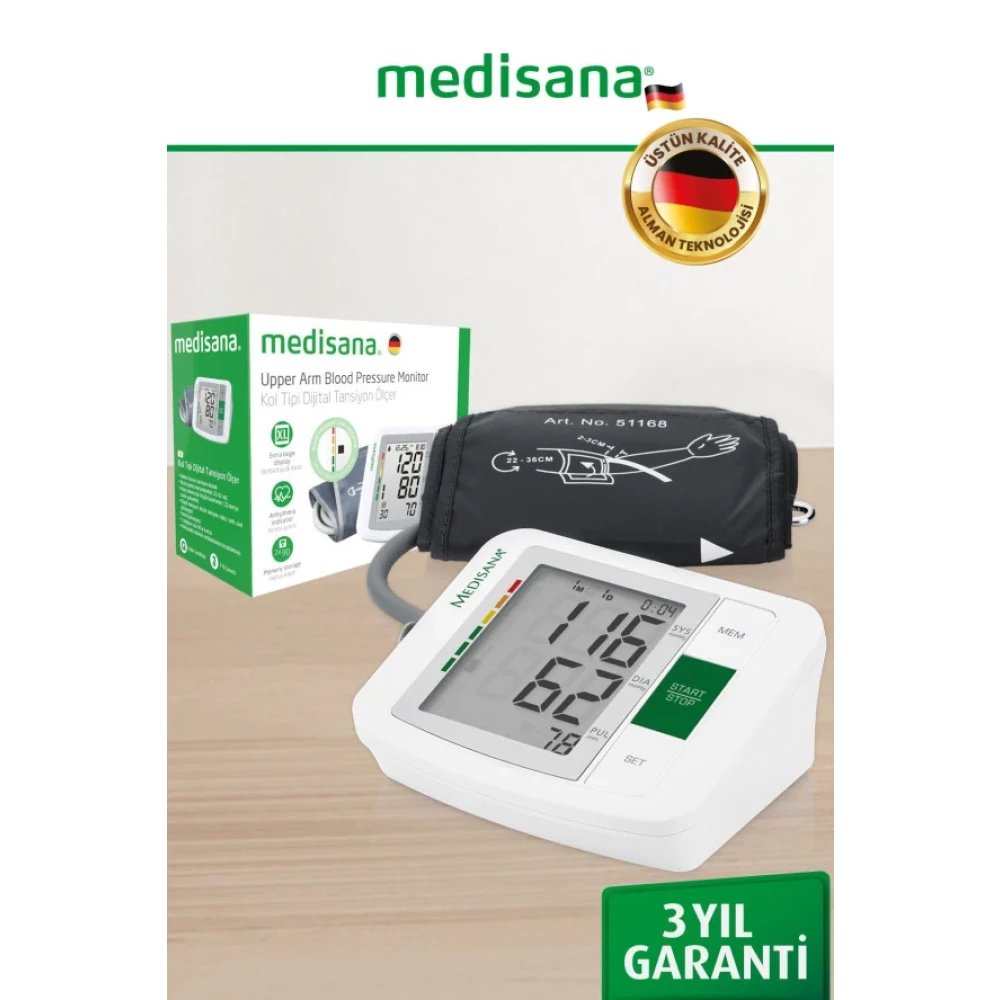 Medisana Alman Tasarim Genis Ekranli 2X90 Hafizali Kol Tipi Dijital Tansiyon Aleti 3 Yil Garantili Medikal Ürünler Fiyatı