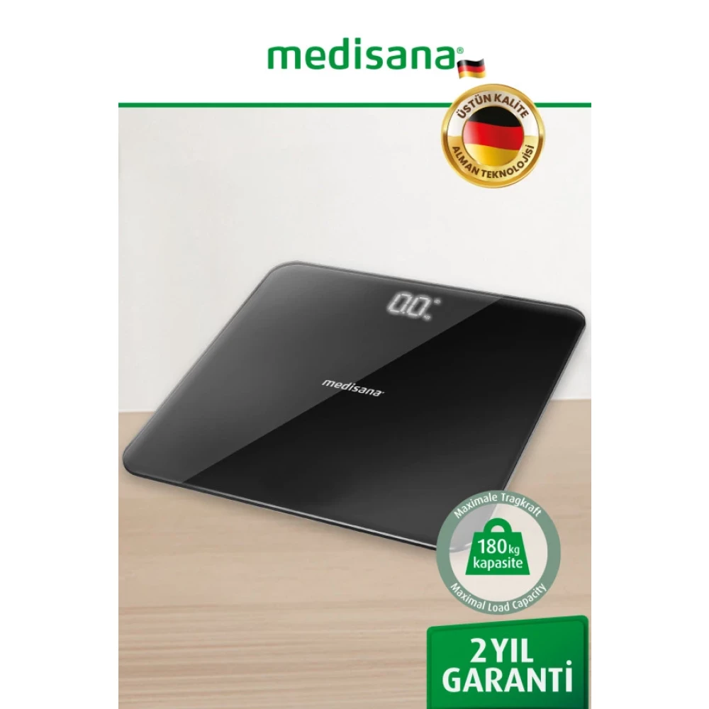Medisana Alman Tasarim Hayalet Ekranli Temperli Cam Siyah Dijital Banyo Baskul Tarti Baskül & Tartılar Fiyatı