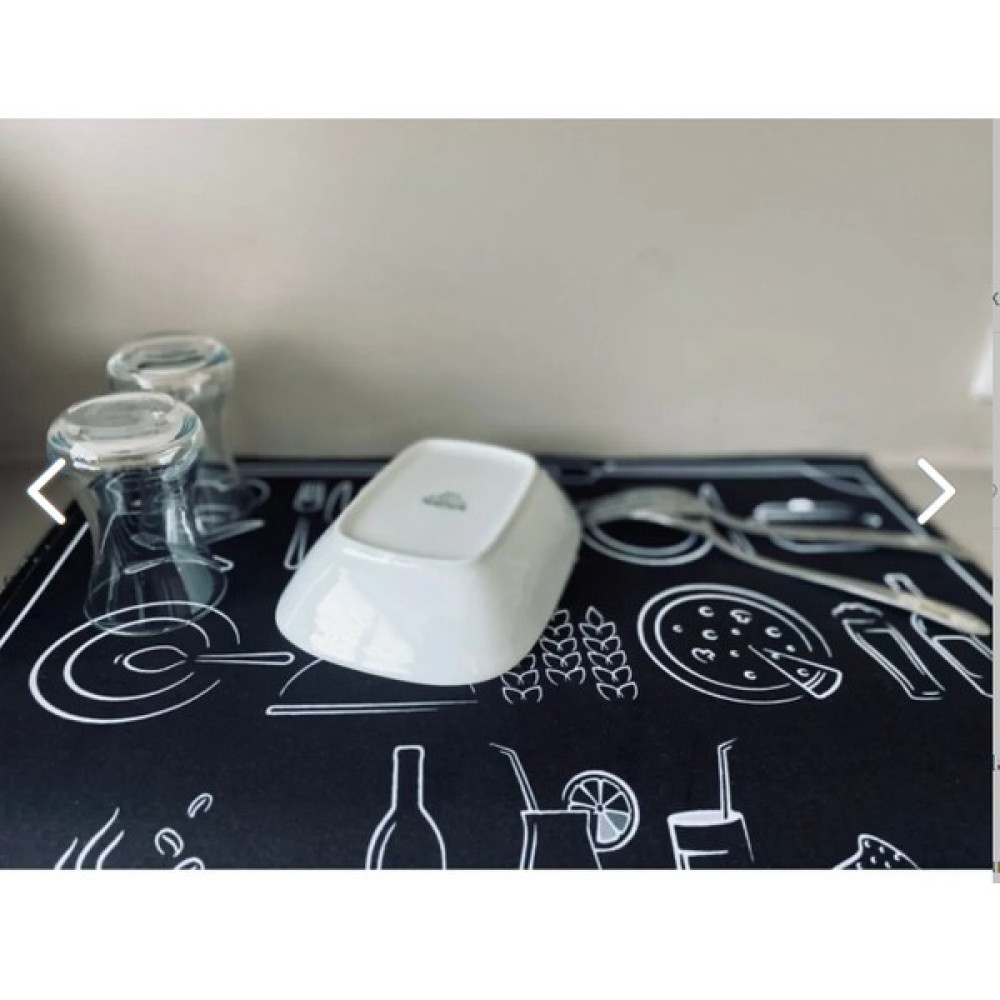 Meditroia Baskılı Bulaşık Kurutma Matı Yüksek Emicili 36 x 48 cm Kitchenbaskılımat - Siyah - 1 Adet Mutfak Tekstili Fiyatı