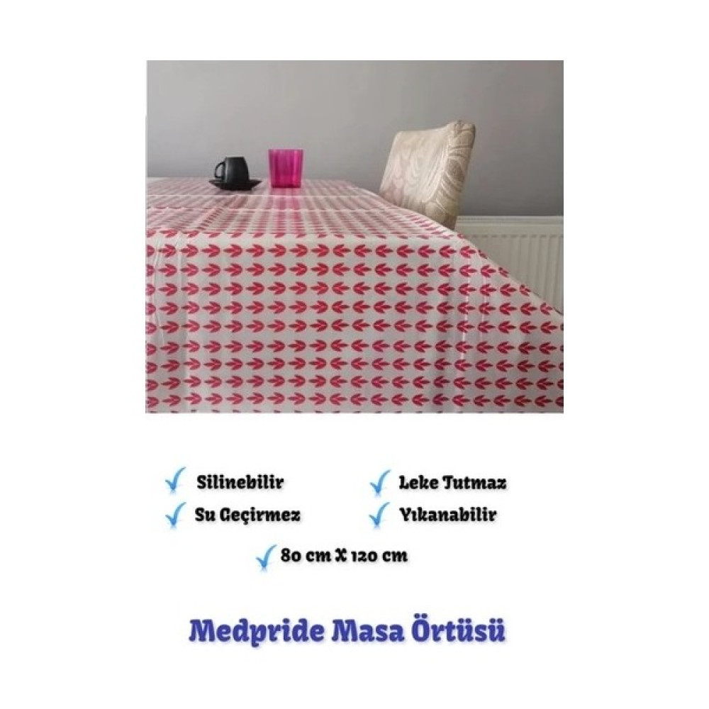 Medpride 80 x 120 cm Altı Telalı Naylon, Silinebilir, Leke Tutmaz Akıllı Masa Örtüsü - Kırmızı - Beyaz Masa Örtüsü Fiyatı