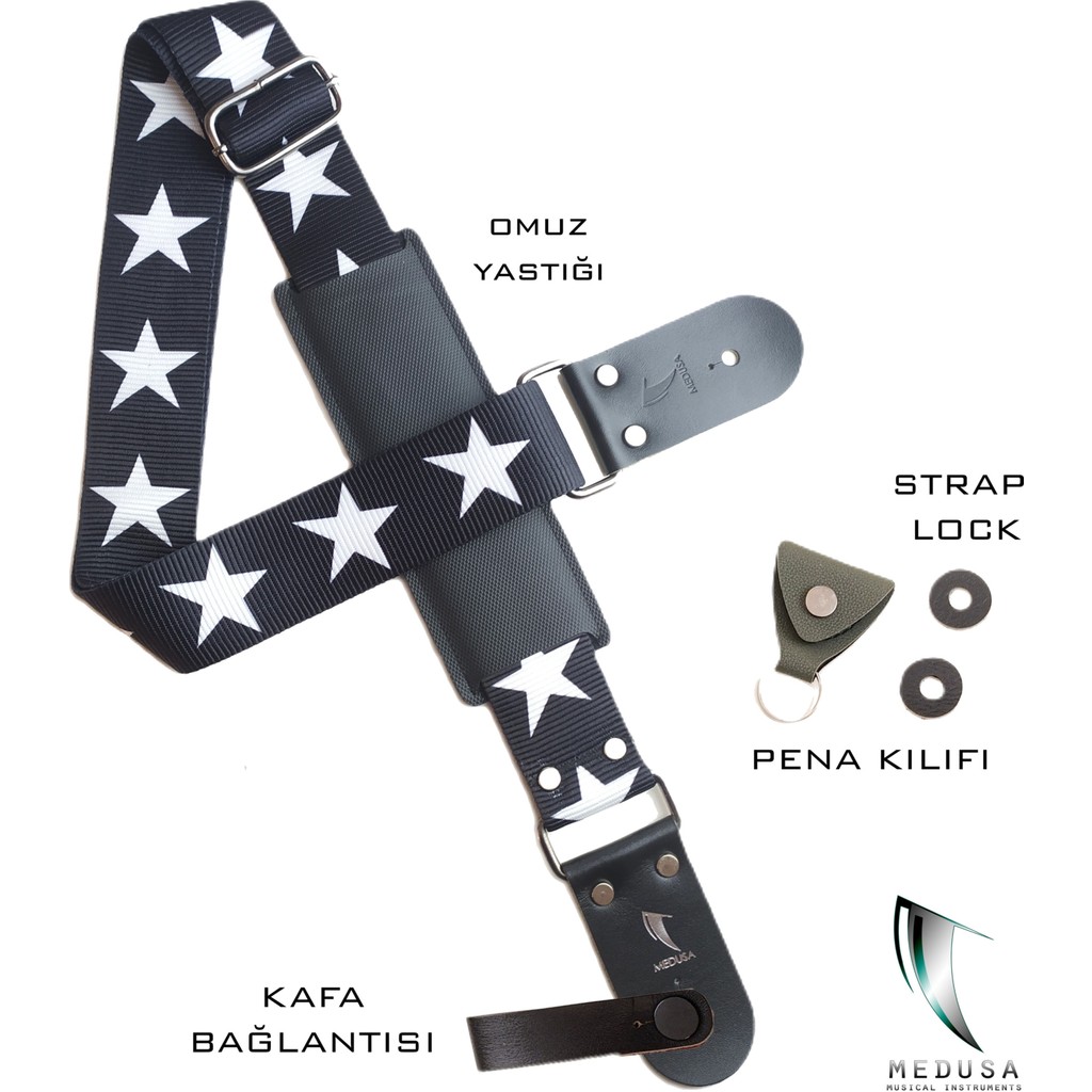 Medusa Omuz Yastıklı Gitar Askısı Strap Lock Pena Kılıfı Hediyeli Sırıus Model Yastık Kılıfı Fiyatı