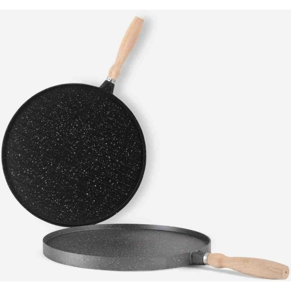 Meesle Granit Döküm 34CM Çift Taraflı Izgara Et Gözleme Bazlama Tavası Tavalar Fiyatı