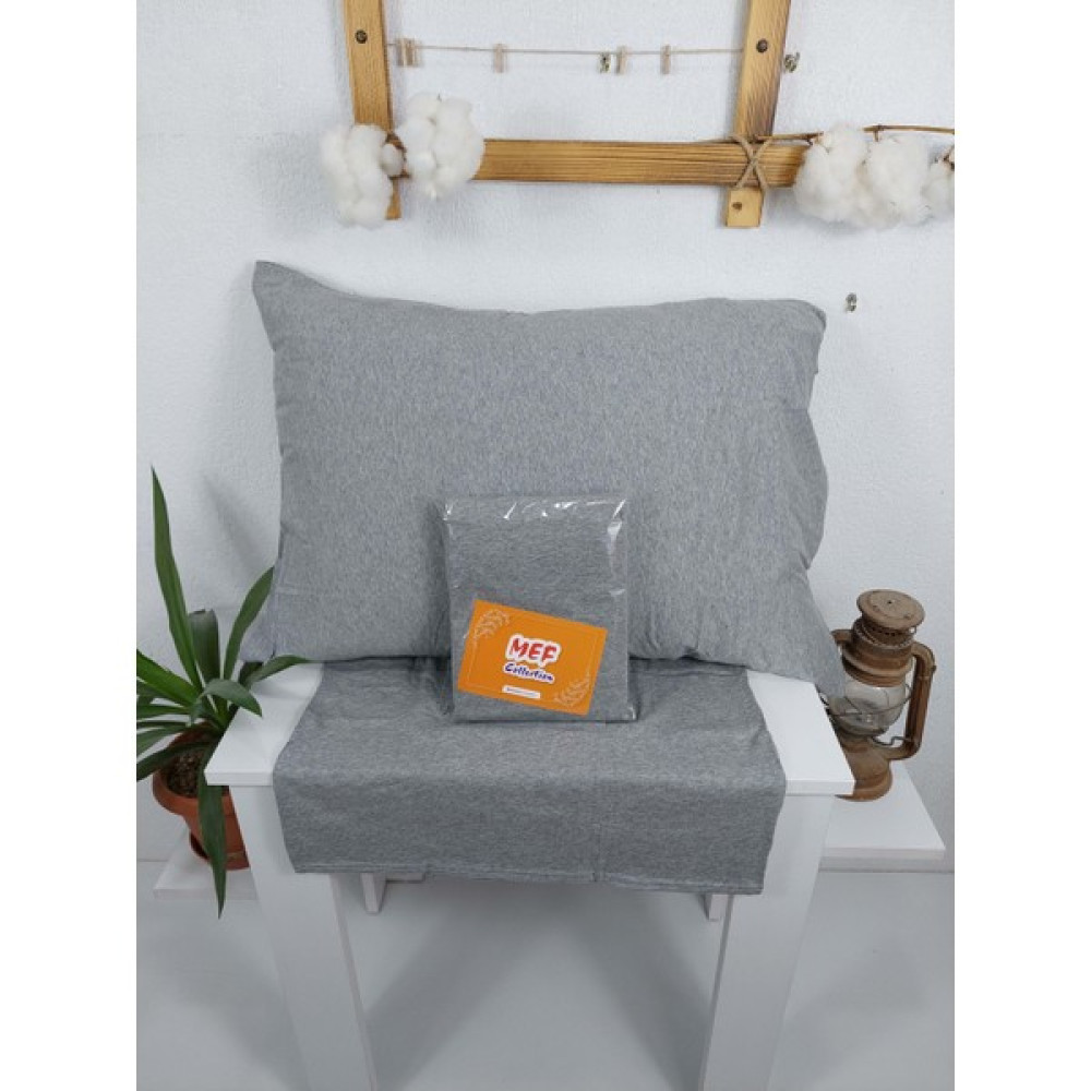 Mef Collection Penye Yastık Kılıfı Kapaklı Gri Melanj 50x70 cm 2'li - 50 x 70 Yastık Kılıfı Fiyatı