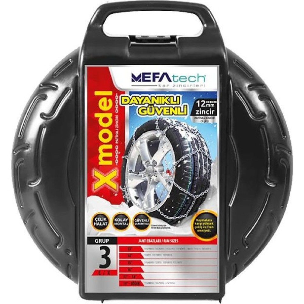 Mefa Tech 170/65X365 Ebatlarına Uyumlu Takmatik x Tipi Kar Patinaj Zinciri Lastik Zinciri Fiyatı