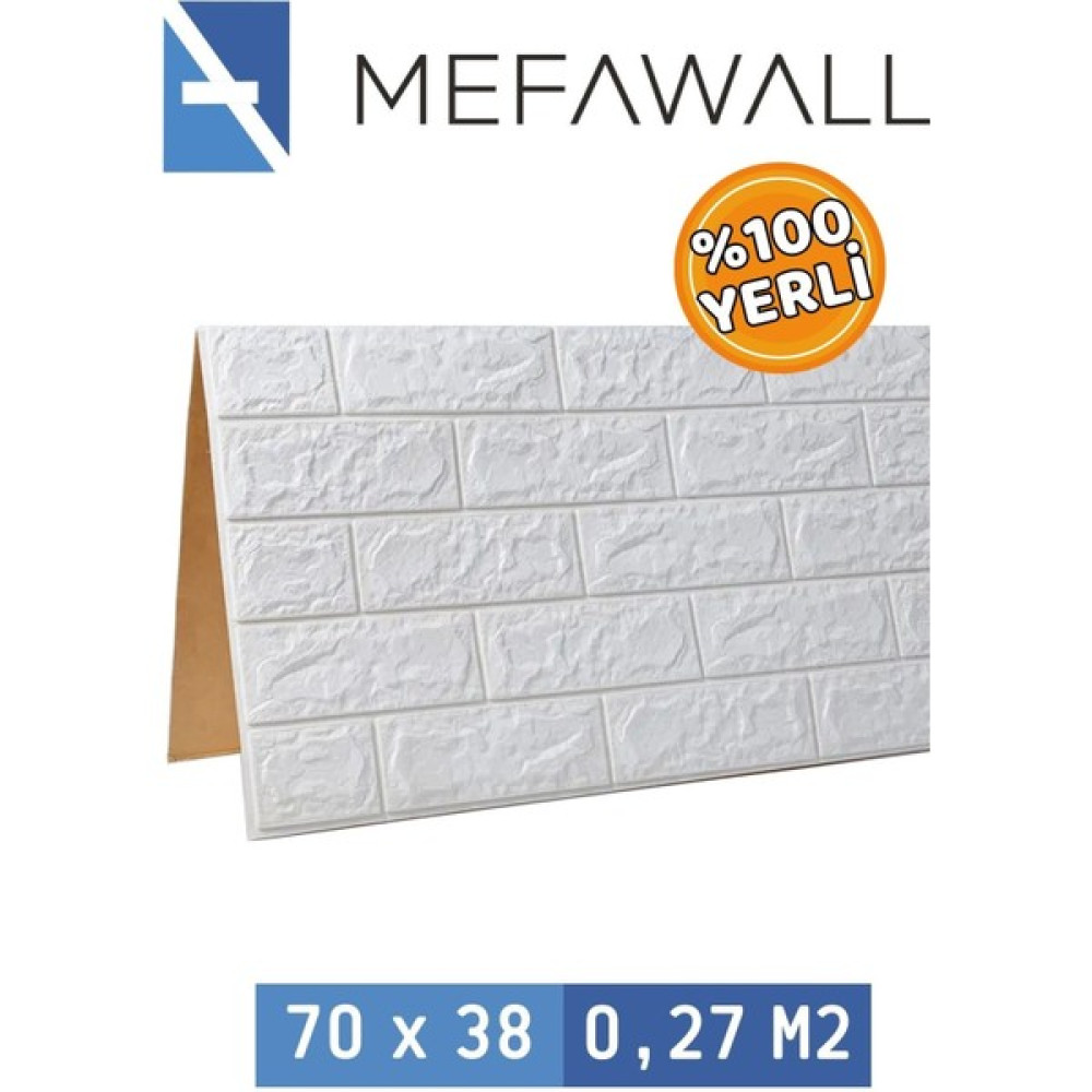 Mefawall 70 x 38 cm - 10 Adet Kendinden Yapışkanlı Esnek Köpük Beyaz Taş Desen Duvar Kağıdı Panel Duvar Kağıdı Fiyatı