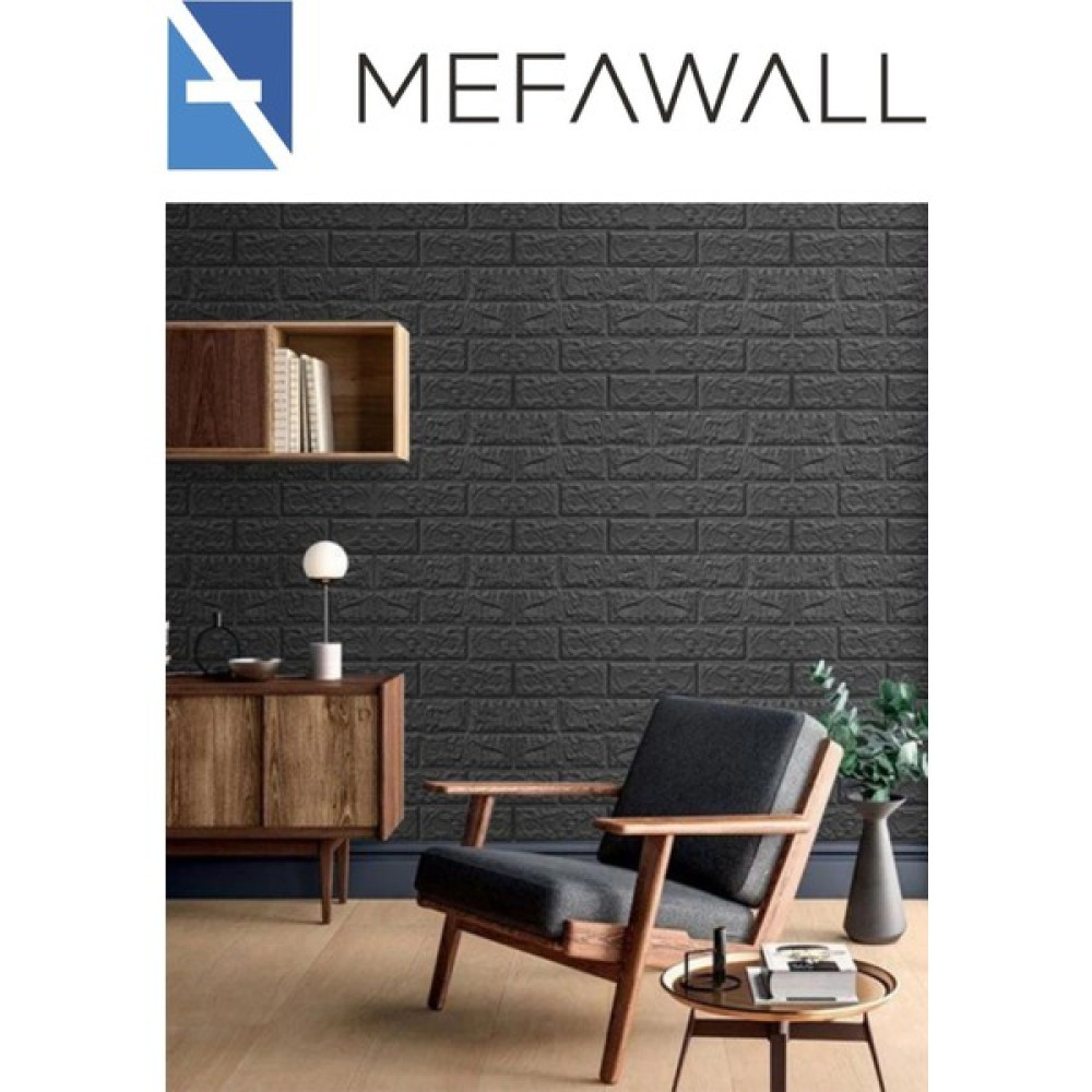 Mefawall Kendinden Yapışkanlı Duvar Kağıdı Esnek Köpük Paneli 3D Boyutlu Tuğla Desen - Siyah - 50 x 70 cm Duvar Kağıdı Fiyatı