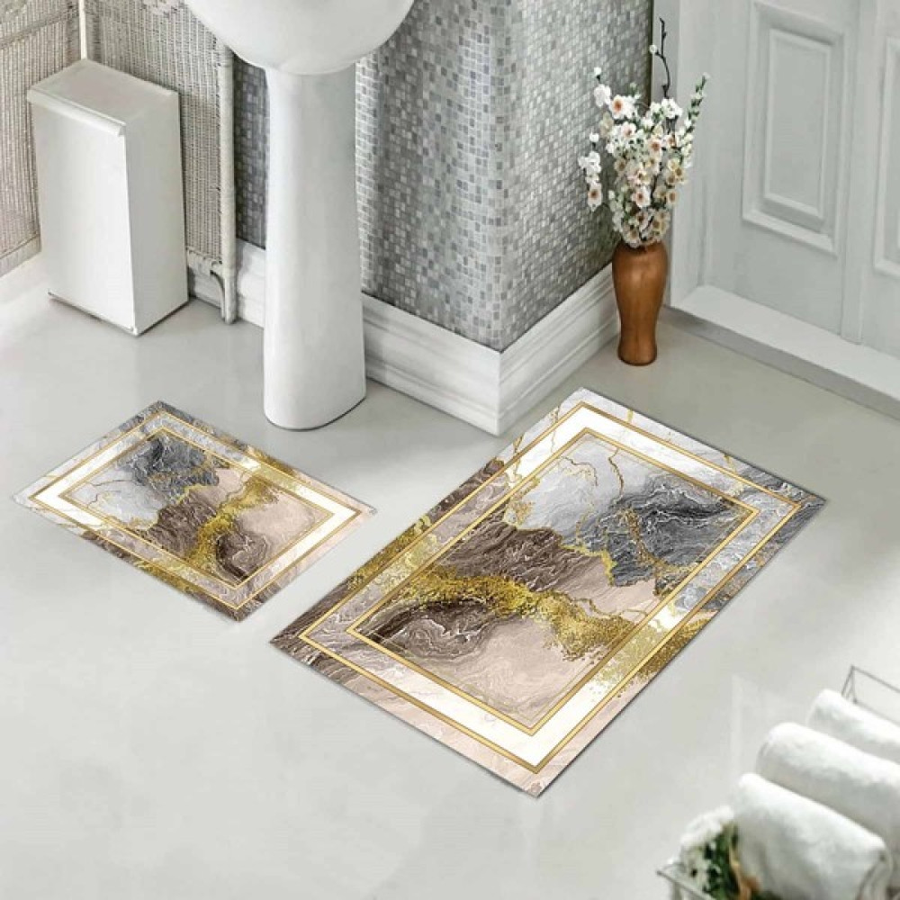 Meg & Cloud Banyo Halısı Ikili Klozet Takımı Kaymaz Tabanlı (60 Xm x 100 cm + 40 cm x 60 Cm) - 60 x 100 cm - Bej Klozet Takımı Fiyatı