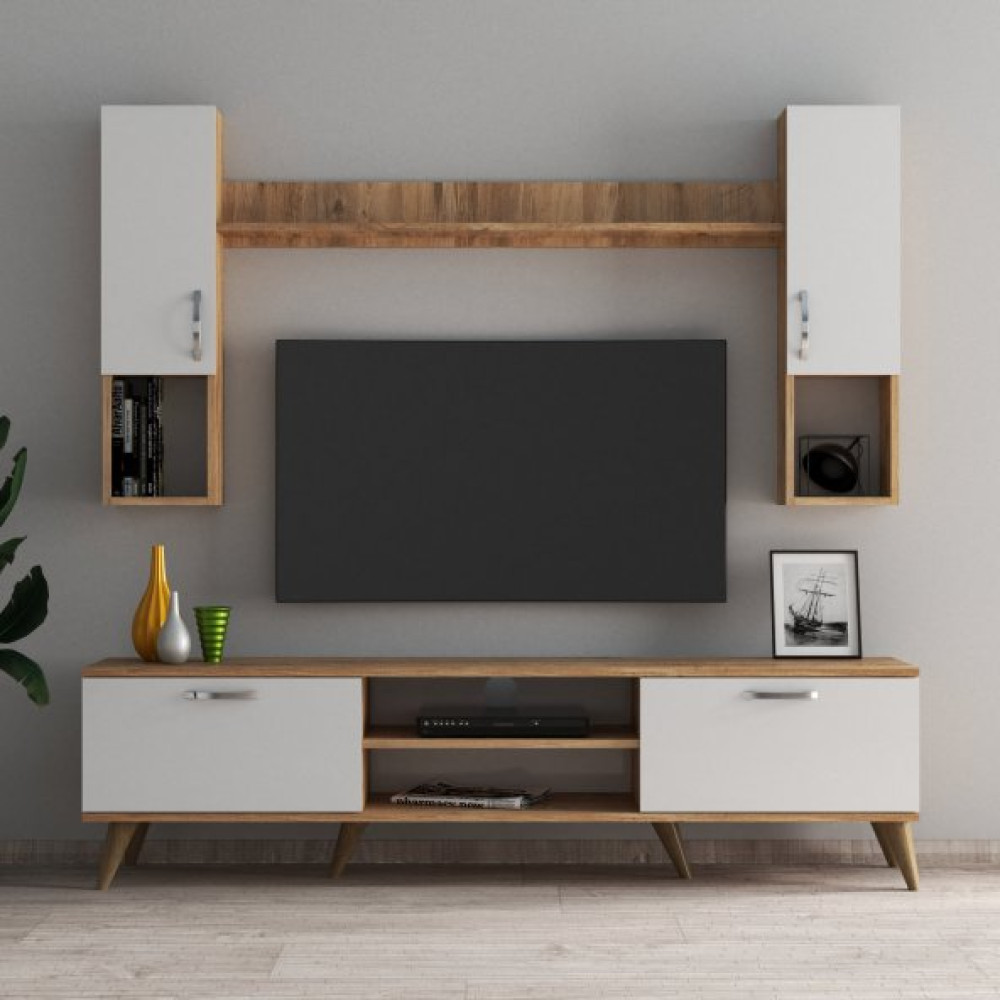 Mega 180 Lik Kapakli Rafli Tv Unitesi Cam Beyaz - Tvu0203 Tv Ünitesi / Sehpası Fiyatı