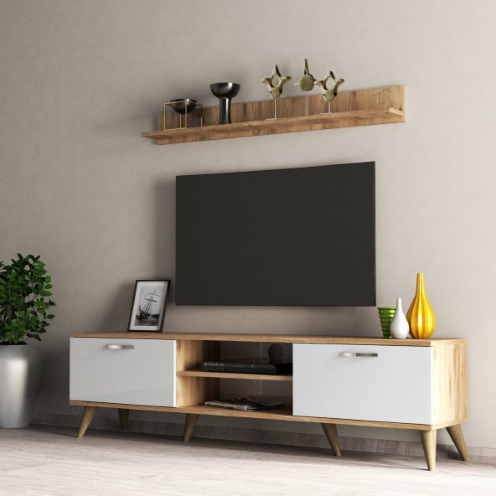 Mega 180 Lik L Rafli Tv Unitesi Cam-Beyaz - Tvu0103 Tv Ünitesi / Sehpası Fiyatı
