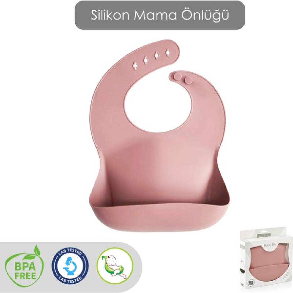 Mega Boy Silikon Mama Önlüğü – Ayarlanabilir Çift Kilitli Bebek Mama Önlüğü - Pembe - 6 - 9 Ay Mama Önlüğü Fiyatı