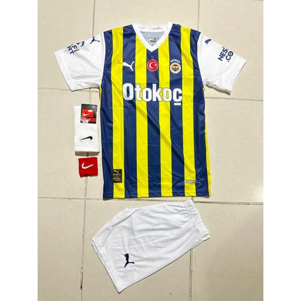 Mega Fusion Fenerbahçe Otokoç 2023/24 Sezon Isimsiz Çocuk Futbol Forması Çorap Bileklik Hediye Futbol Malzemeleri Fiyatı