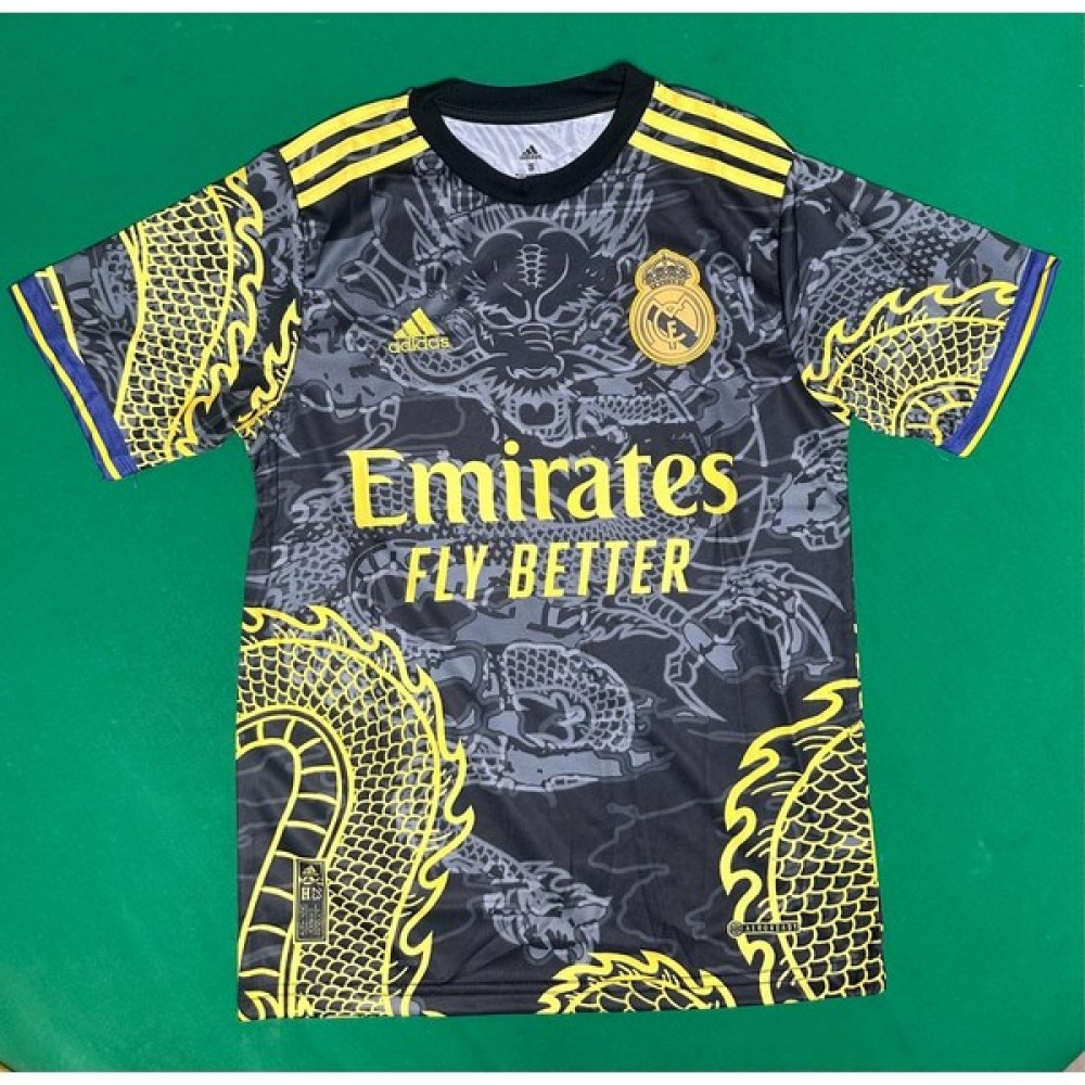 Mega Fusion Real Madrid Ejder Özel Tasarım Siyah Desenli Yetişkin Futbol Forması Futbol Malzemeleri Fiyatı