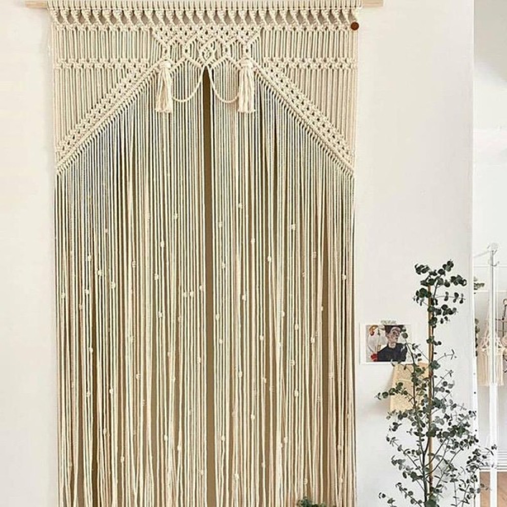 Mega Hobi Evi Megahobievimakrome Dekoratif Perde - Ekru - 90 x 200 cm İp Perde Fiyatı