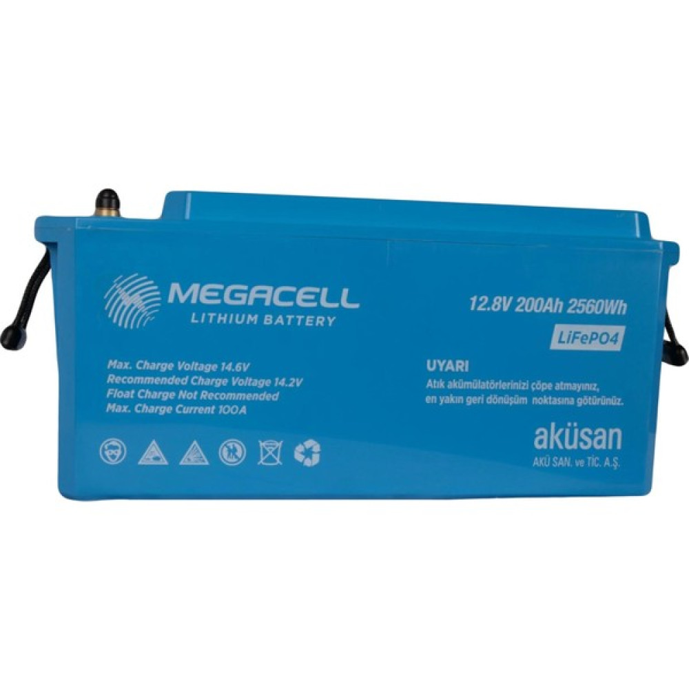 Megacell 12.8V 200AH Lifepo4 Lityum Demir Fosfat Akü 200 A Amper 12 V Volt Lifepo4 Akü Kesintisiz Güç Kaynakları (UPS) Fiyatı