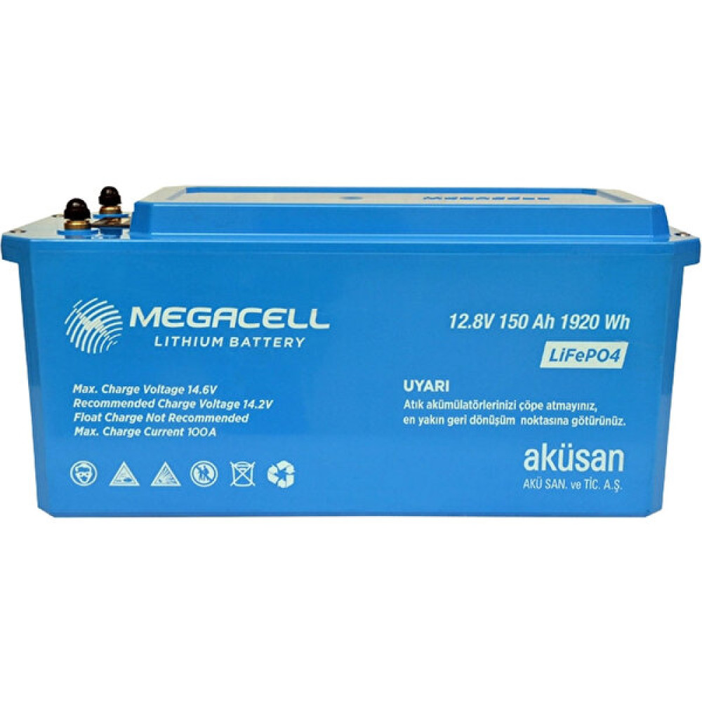 Megacell Lifepo4 12.8V 150AH Karavan/marin Abs Lityum Demir Fosfat Akü Akü Fiyatı
