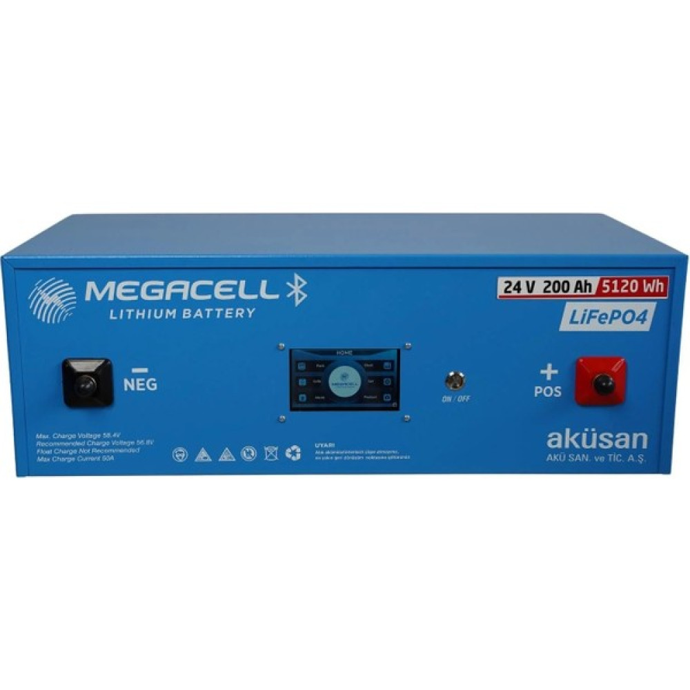 Megacell Lifepo4 25.6V 200AH Bluetooth Dokunmatik Ekran Lityum Demir Fosfat Akü Oto Boyaları Fiyatı