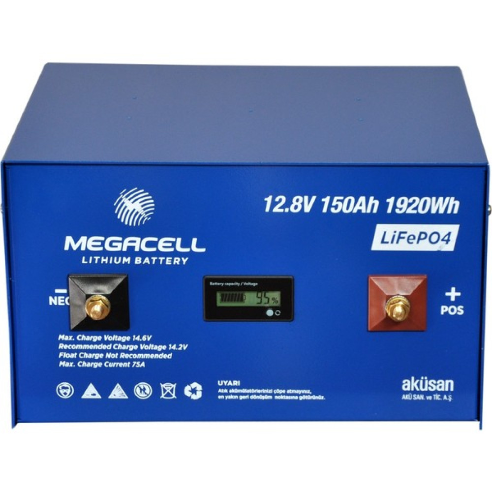 Megacell Lityum Demir Fosfat Akü Megacell-Lifepo4 12,8V 150 Ah Akü Fiyatı