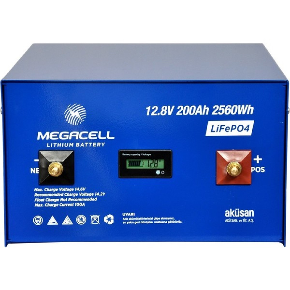 Megacell Lityum Demir Fosfat Akü Megacell-Lifepo4 12,8V 200 Ah Akü Fiyatı