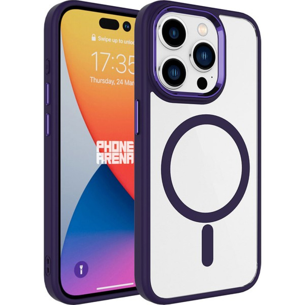 Megafox Apple Iphone 15 Pro Max Uyumlu Magsafe Şarj Destekli Kamera Koruma Çıkıntılı Krom Kapak - Derin Mor Cep Telefonu Kılıfı Fiyatı