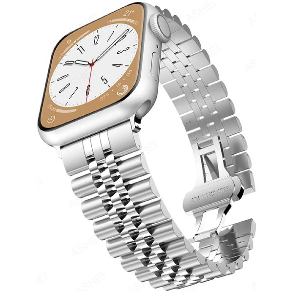 Megafox Apple Watch Seri 2/3/4/5/6/7/8/se/ultra Paslanmaz Metal Rolex Kordon 42-44-45-49 mm Uyumlu - Gümüş Giyilebilir Teknoloji Aksesuarları Fiyatı