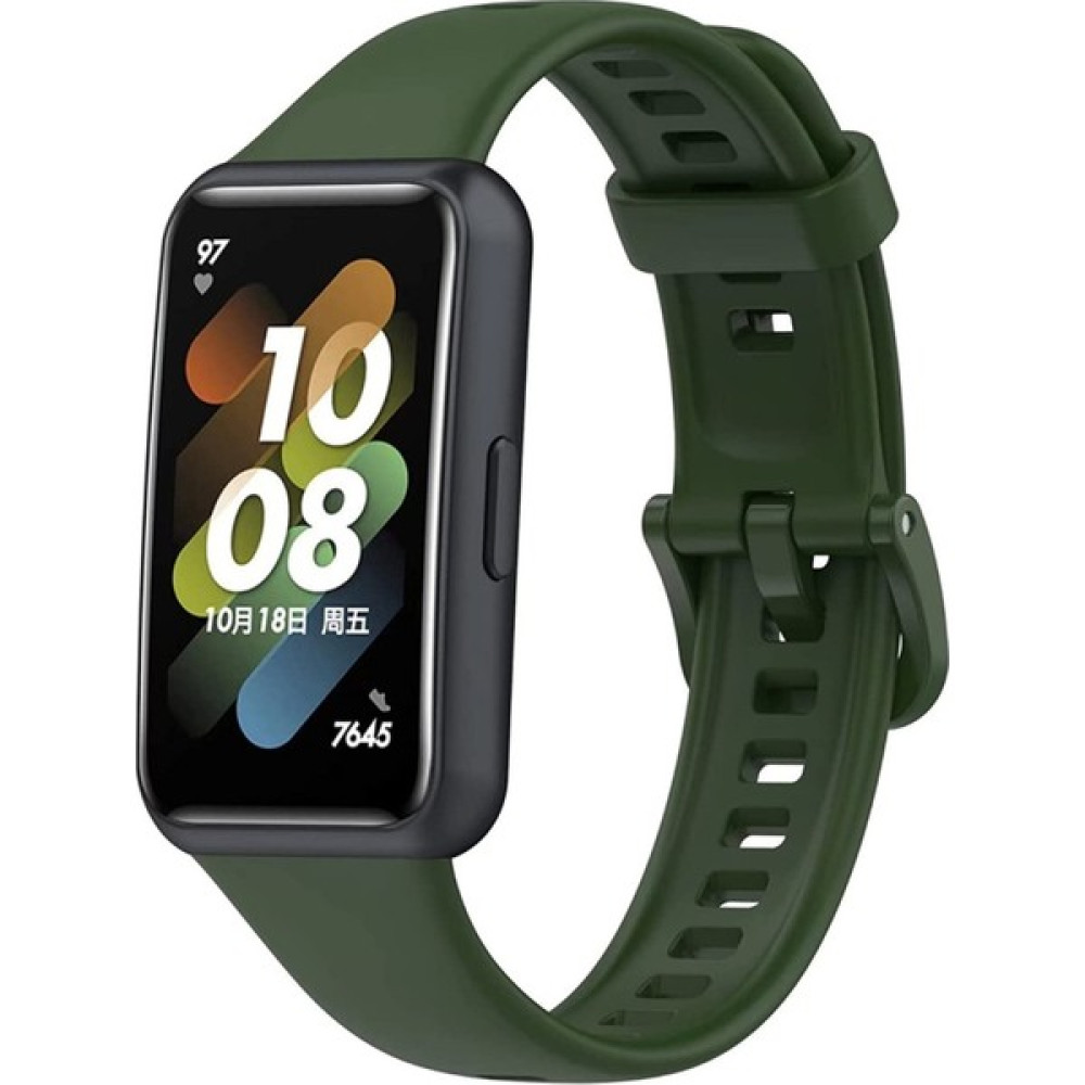Megafox Huawei Band 7 Uyumlu Soft Design Klasik Silikon Kordon Klipsli Kayış Bileklik - Koyu Yeşil Giyilebilir Teknoloji Aksesuarları Fiyatı