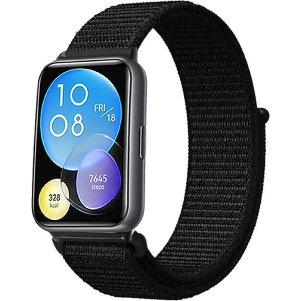 Megafox Huawei Watch Fit 2 Uyumlu Hasır Örgü Kordon Spor Loop Yumuşak Cırtlı Bileklik - Siyah - Gri Giyilebilir Teknoloji Aksesuarları Fiyatı