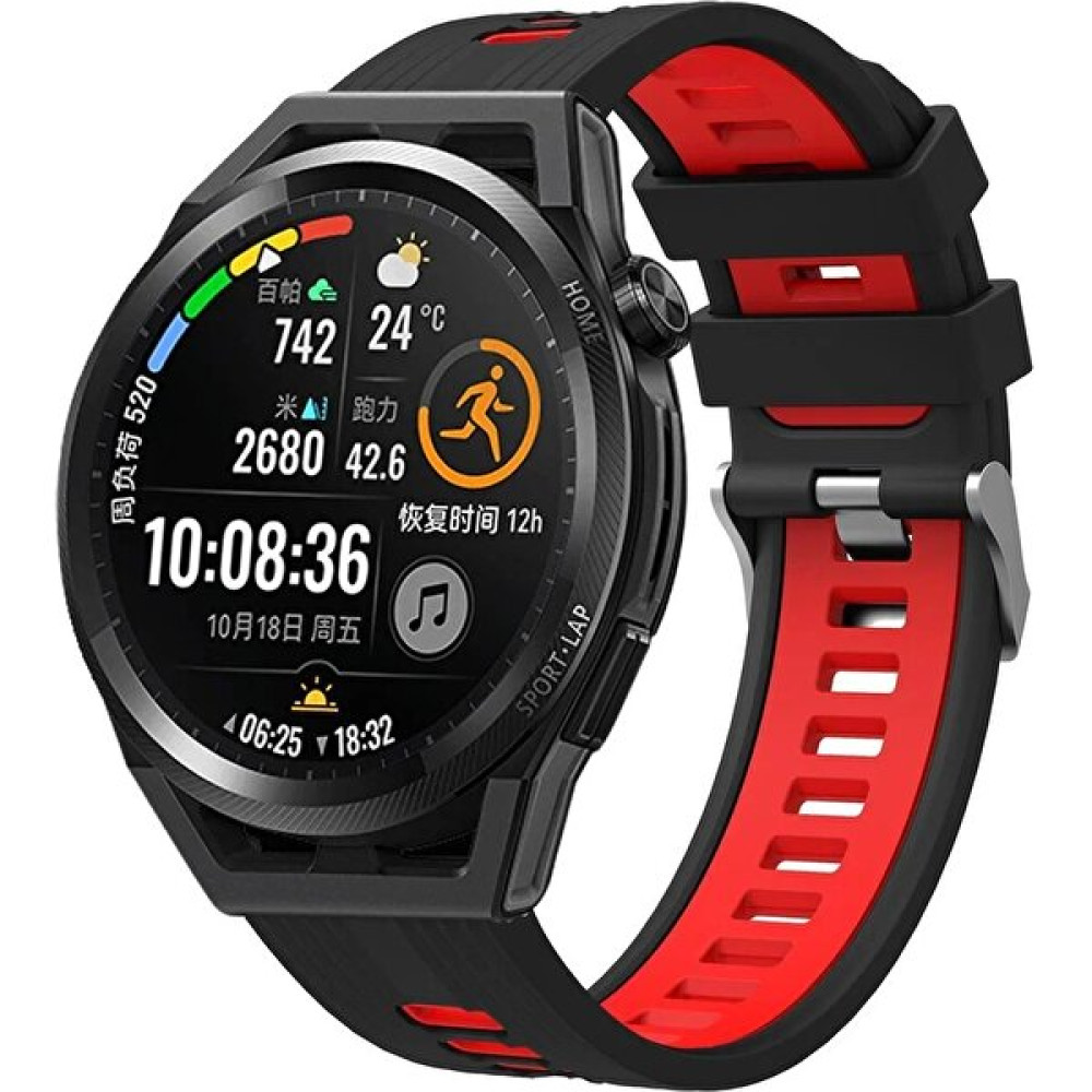Megafox Huawei Watch Gt3 Se 46MM Uyumlu 22MM Çift Renkli Spor Silikon Soft Yüzey Premium Bileklik - Siyah - Kırmızı Giyilebilir Teknoloji Aksesuarları Fiyatı