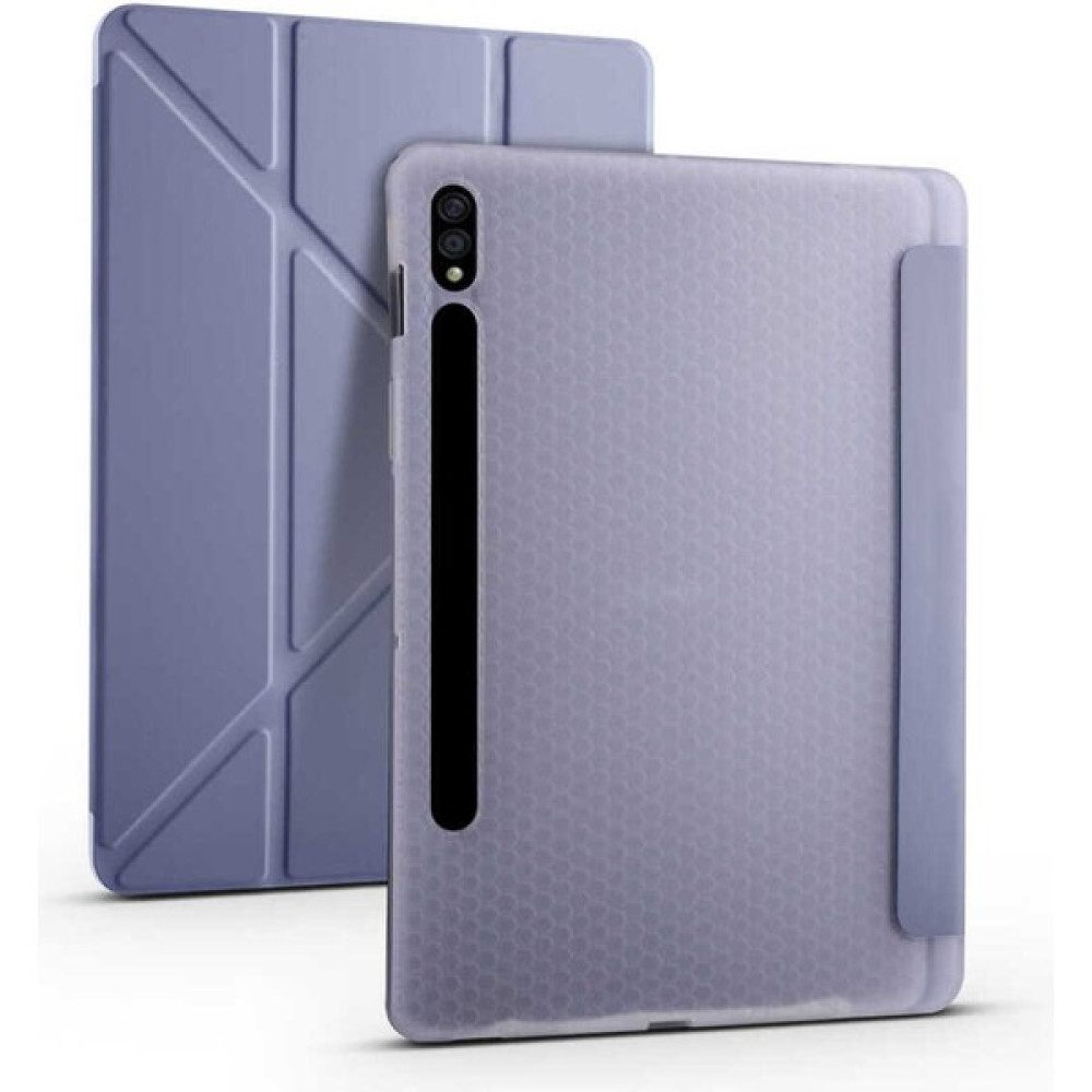 Megafox Samsung Galaxy Tab S7 Plus T970 Kalem Bölmeli Tri Folding Standlı Akıllı Tablet Kılıfı - Mor Tablet Kılıfı Fiyatı
