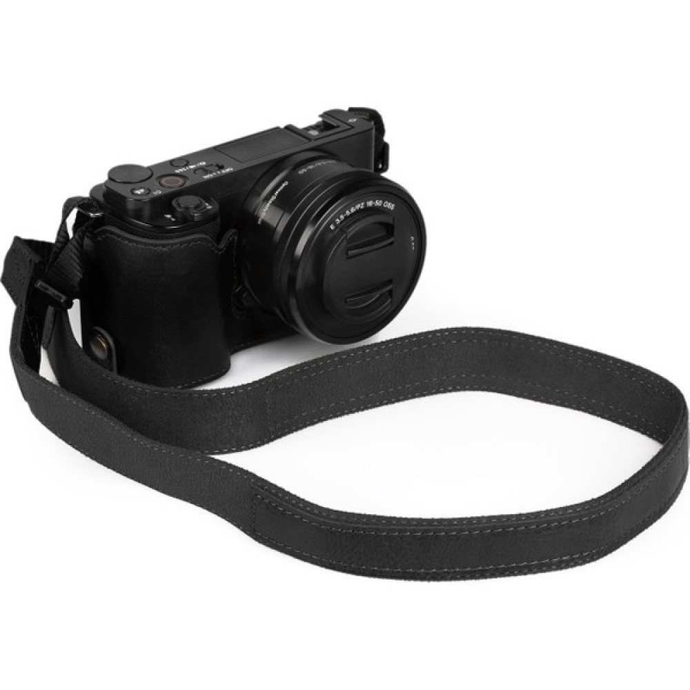 Megagear Sony ZV-E10 ile Uyumlu Gerçek Deri Yarım Fotoğraf Makinesi Kılıfı - Siyah Çantalar Fiyatı