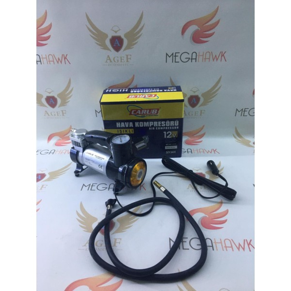 MEGAHAWK Hava Kompresörü Metal LED Işıklı Siyah 12V Hava Kompresörü Fiyatı