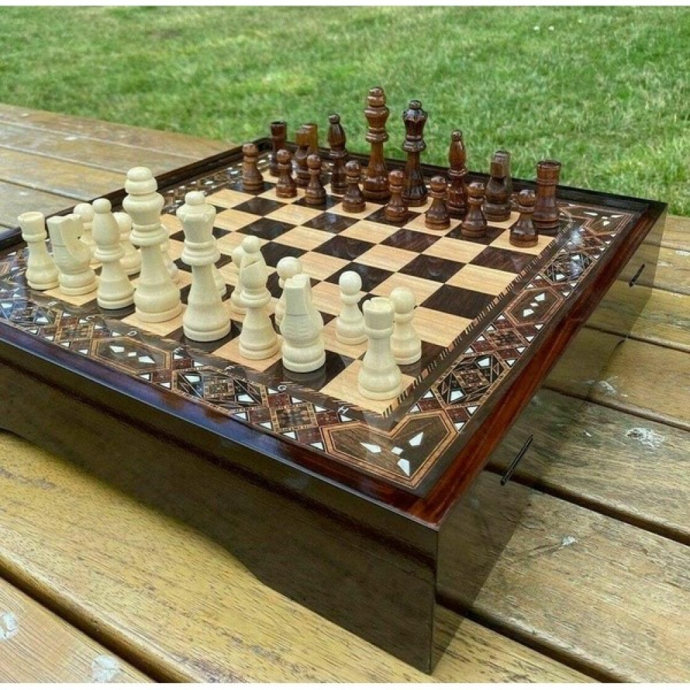 Megame Kişiye Özel Ahşap Santranç Takımı Star Vip Ahşap Lüx Satranç Kutulu Satranç Fiyatı