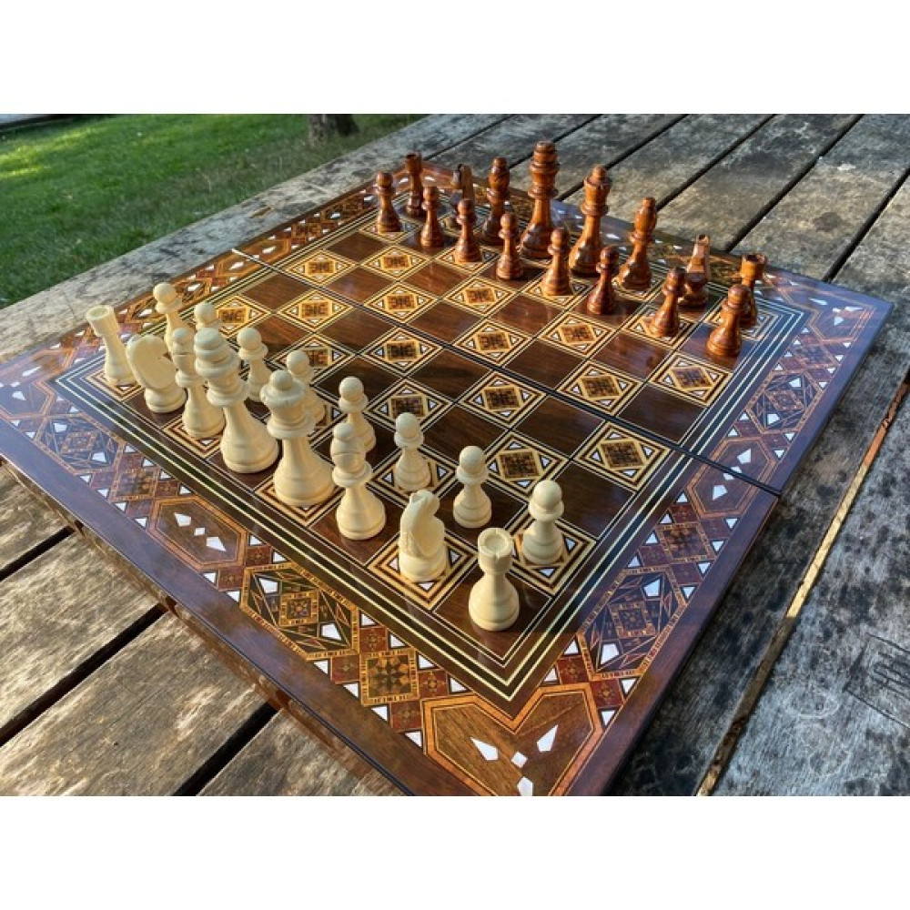 Megame Kişiye Özel Megame Oyun Ahşap Tavla, Ahşap Satranç, Ahşap Tavla Satranç Seti, Hediyelik Ürün, Lüx Tavla Seti - 50 x 50 cm Satranç Fiyatı