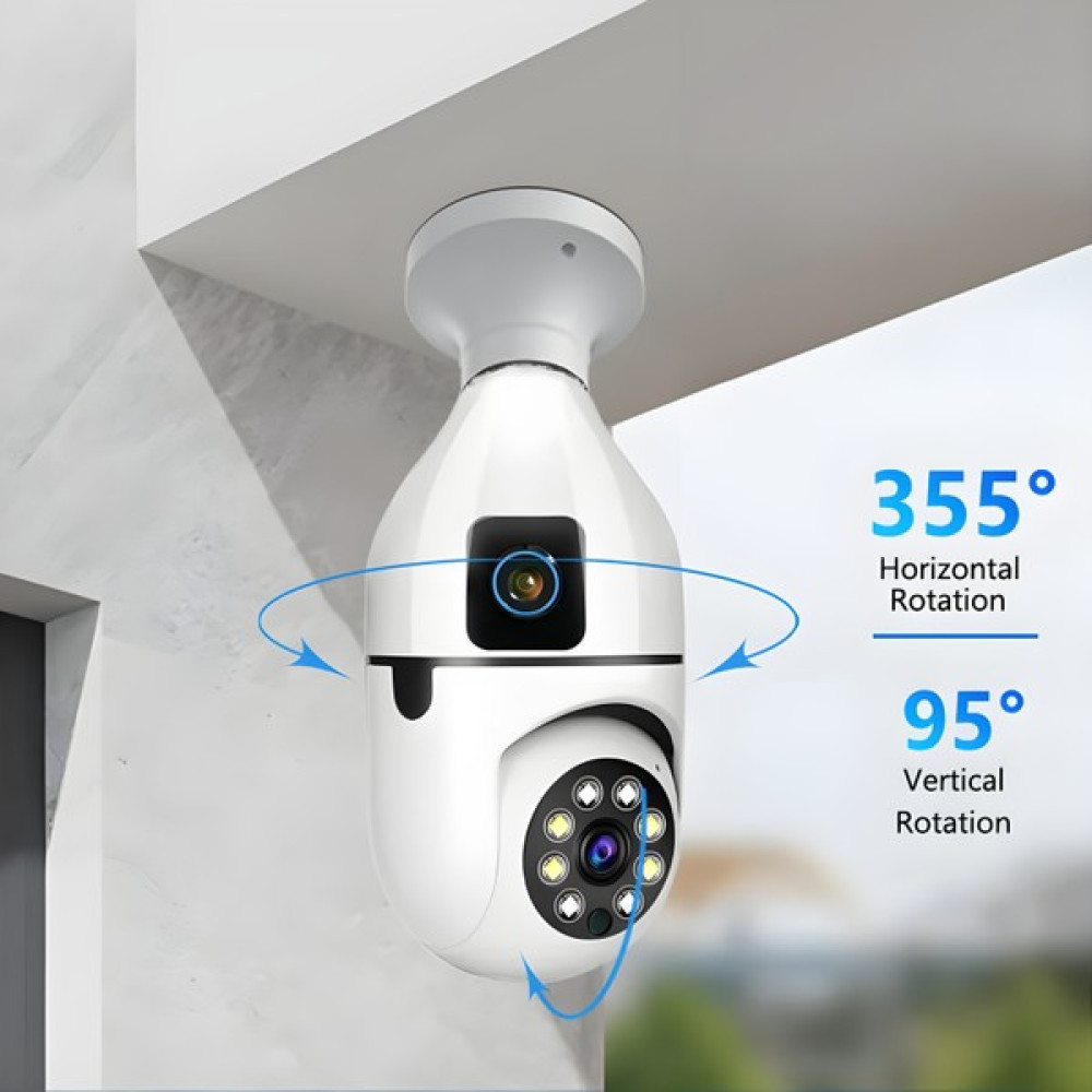 Megamus 4mp Ampul Kablosuz Wifi Kamera Çift Lens Işık Ip 2 Yönlü Ses Otomatik Izleme Aı Insansı Algılama Güvenlik Kameraları Fiyatı