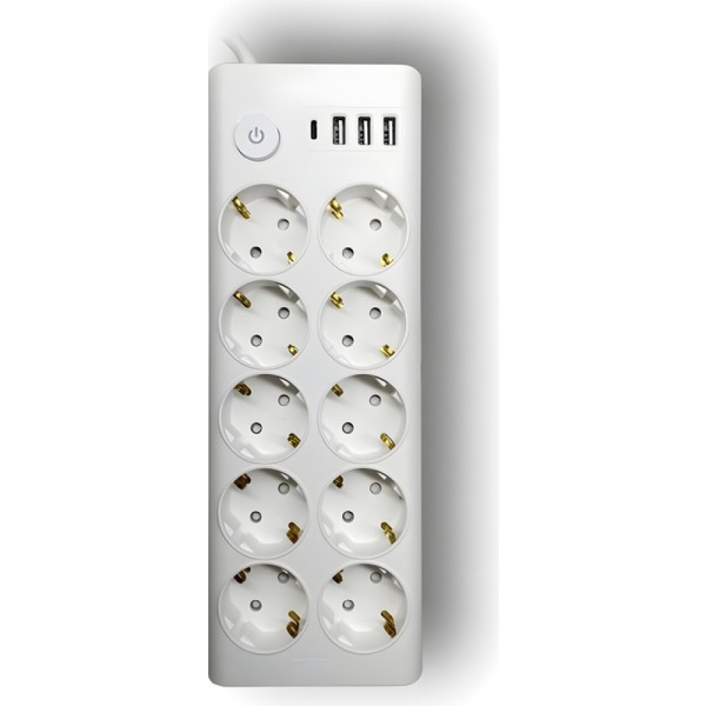 Megamus Termal Akım Korumalı 10'lu Priz, 3 Usb, 1 Type-C Giriş, Isıya Dayanıklı Uzatma Kablolu Priz - Beyaz Prizler Fiyatı
