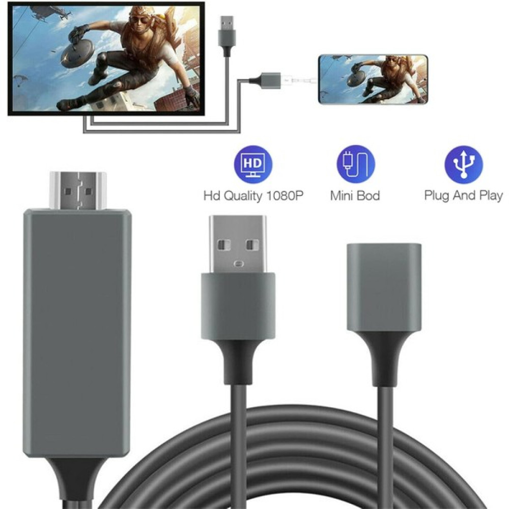 Megamus USB Hdtv Kablosu, 1080P Hd Yansıtma ve Ios/android, Tv Monitörü - 1 m HDMI Kablo Fiyatı