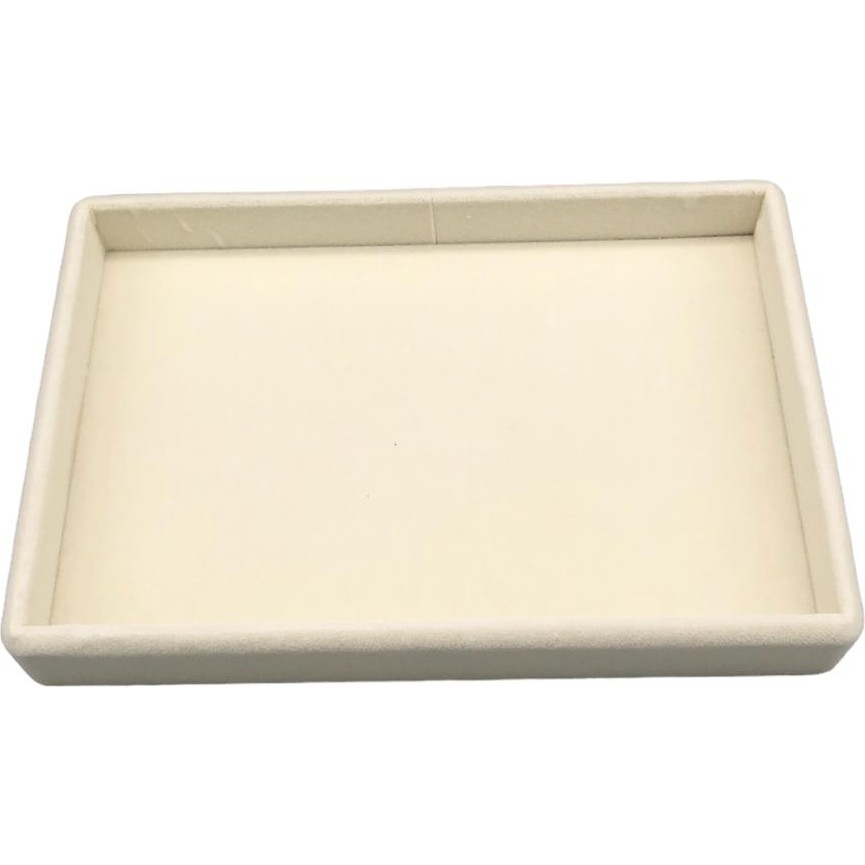 Megass Dekor Yerli Üretim Küçük Boy Süet Kumaş Krem Renk 22/14 cm Servis Tablası Diğer Fiyatı