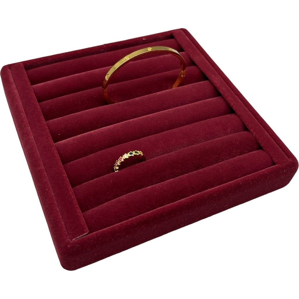 Megass Dekor Yerli Üretim Süet Kumaş Bordo Renk 15 cm / 15 cm Yüzük Sergileme Standı Diğer Fiyatı