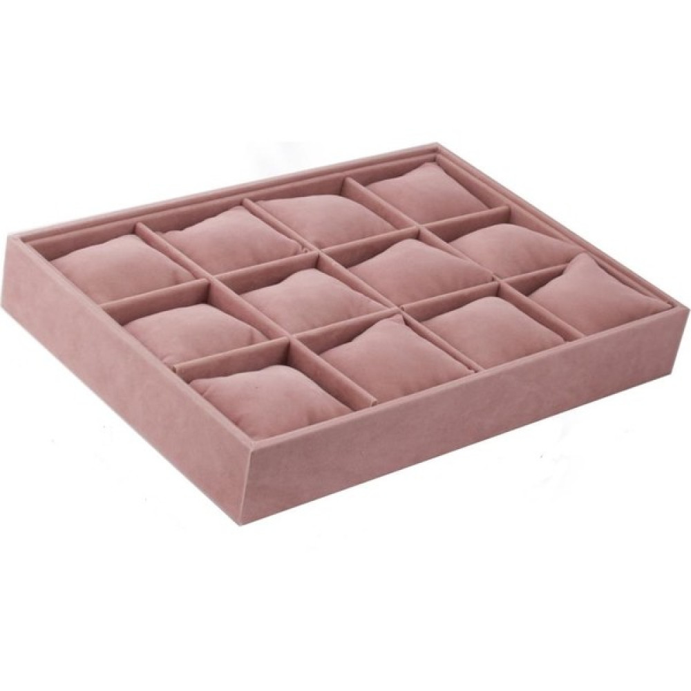 Megass Dekor Yerli Üretim Tokyo Model Süet Kumaş Pembe 34/24 cm Yastıklı Çekmece Içi Yastıklı Saat ve Takı Kutusu Eşya Saklama / Düzenleme Fiyatı