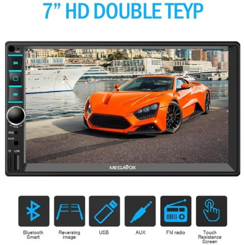 Megavox 7inç Double 4X60W Bluetooth Radyo Aux Rca + Geri Görüş Kamerası Oto Teypleri Fiyatı