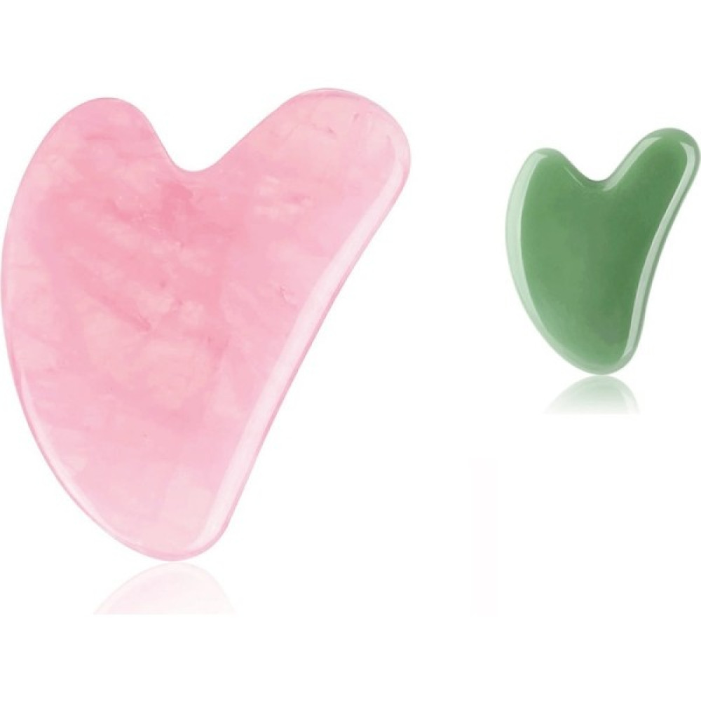 Megaw Pembe Kuvars Kalp Gua Sha ve Aventurin Kalp Gua Sha Yüz Masaj Taşı Set Masaj Cihazları Fiyatı