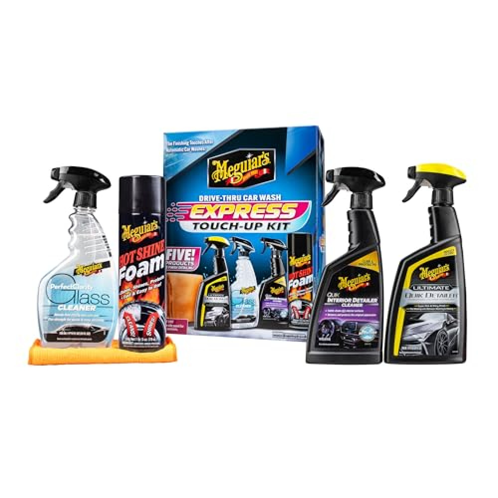 Meguiar's Drive-Thru Car Wash Express Touch-Up Kit - The Perfect Car Detailing Kit for Touching Up After Running Through an Automatic Car Wash or After Washing Your Ride at Home, Clean Inside and Out