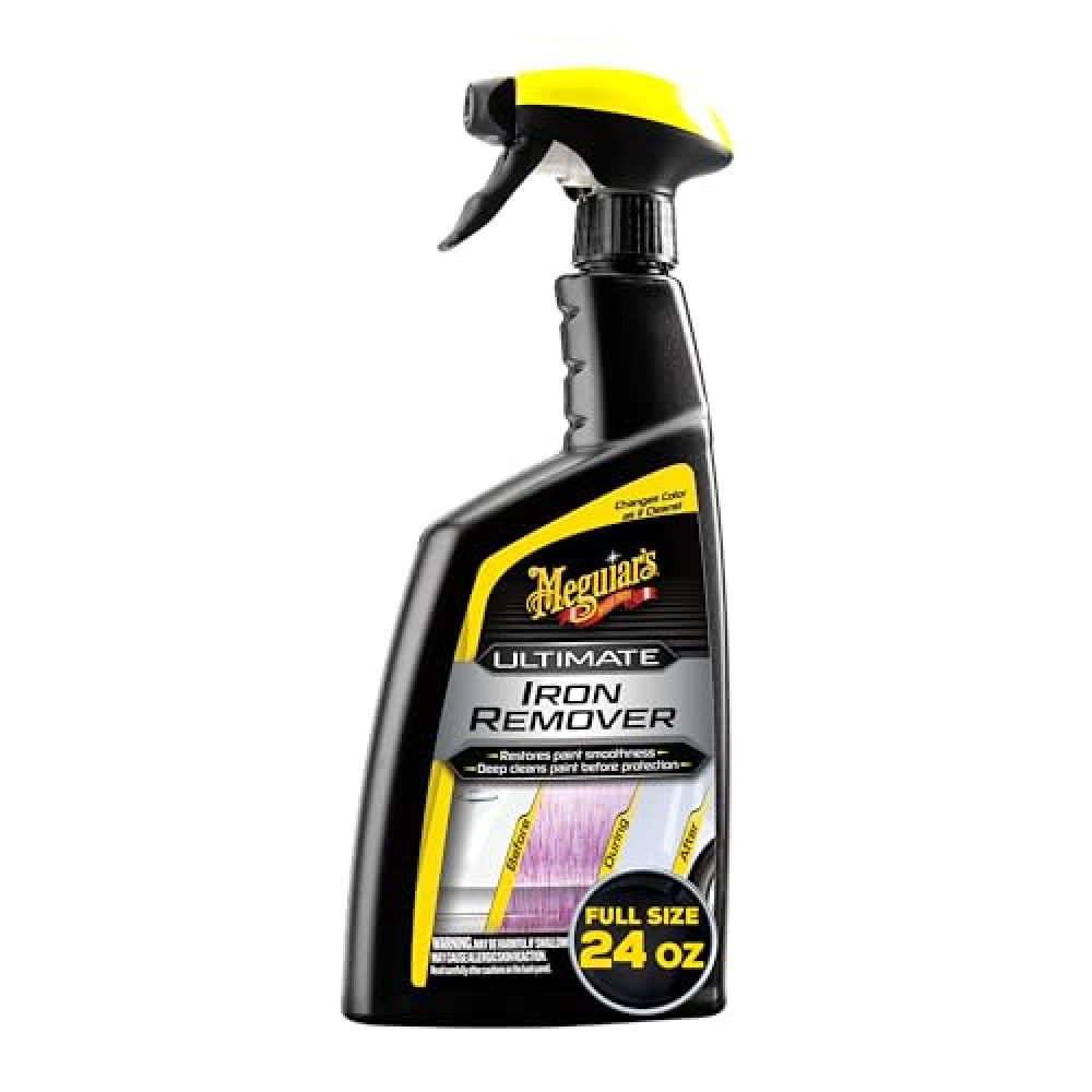 Meguiar's Ultimate Iron Remover - Quickly Remove Embedded Iron Particles and Industrial Fallout That Impair Paint Color, Clarity, and Paint Smoothness - Chemical Contaminant Remover - 24 Oz