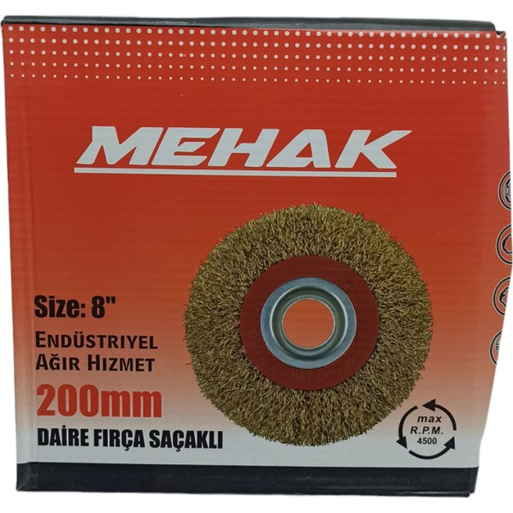 Mehak Daire Saçaklı Tel Fırça 200 mm Taş Motorlarına Profesyonel - 200 MM Daire Tel Fırça Oto Boyaları Fiyatı
