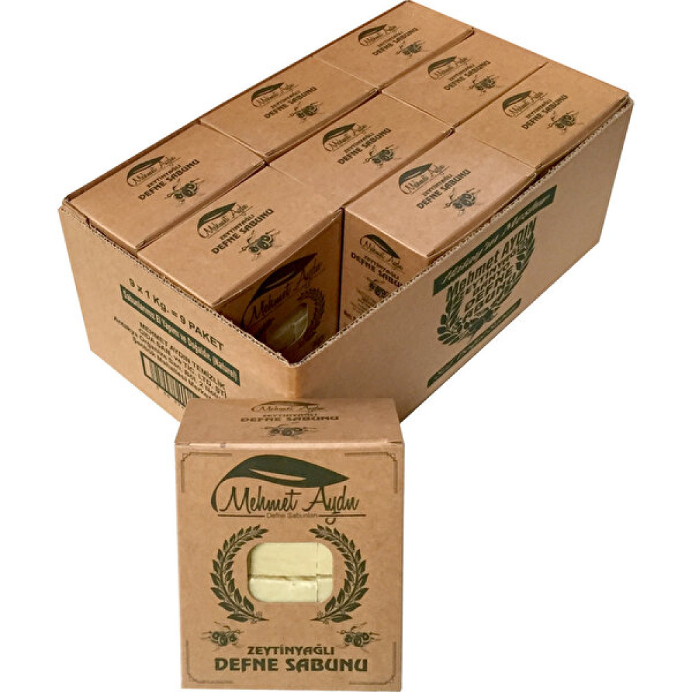 Mehmet Aydın 950 gr Zeytinyağlı Defne Sabunu (Kraft) Koli 9 Paket Sabunlar Fiyatı
